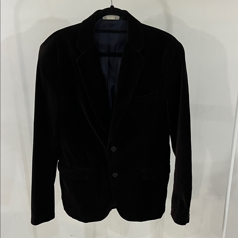 Zara Men’s Blazer Velvet Chocolate Brown Size 42 Double Vent Quiet Luxury EUC